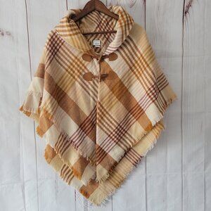 Sonoma Women’s OS Plaid Toggle Closure Topper Cozy Plaid Sweater Cardigan